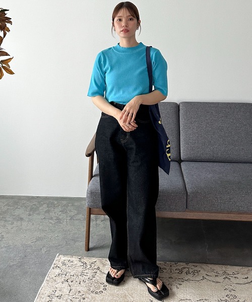 feepur（フェピュール）の「【ハンドウォッシャブル】モックネック5分袖カラーニット（ニット/セーター・レディース・ブルー/グリーン系その他/グリーン/ピンク/オレンジ/ブラック/オフホワイト・MEDIUM）」の12枚目の写真