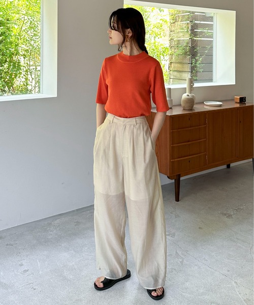 feepur（フェピュール）の「【ハンドウォッシャブル】モックネック5分袖カラーニット（ニット/セーター・レディース・ブルー/グリーン系その他/グリーン/ピンク/オレンジ/ブラック/オフホワイト・MEDIUM）」の16枚目の写真