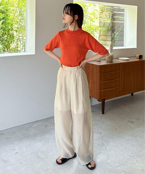 feepur（フェピュール）の「【ハンドウォッシャブル】モックネック5分袖カラーニット（ニット/セーター・レディース・ブルー/グリーン系その他/グリーン/ピンク/オレンジ/ブラック/オフホワイト・MEDIUM）」の17枚目の写真