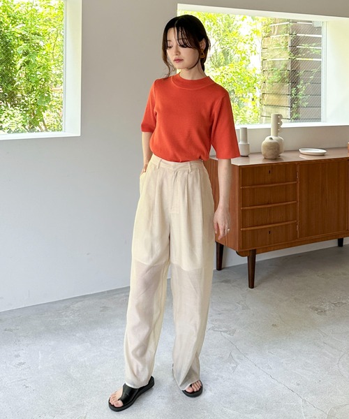 feepur（フェピュール）の「【ハンドウォッシャブル】モックネック5分袖カラーニット（ニット/セーター・レディース・ブルー/グリーン系その他/グリーン/ピンク/オレンジ/ブラック/オフホワイト・MEDIUM）」の18枚目の写真