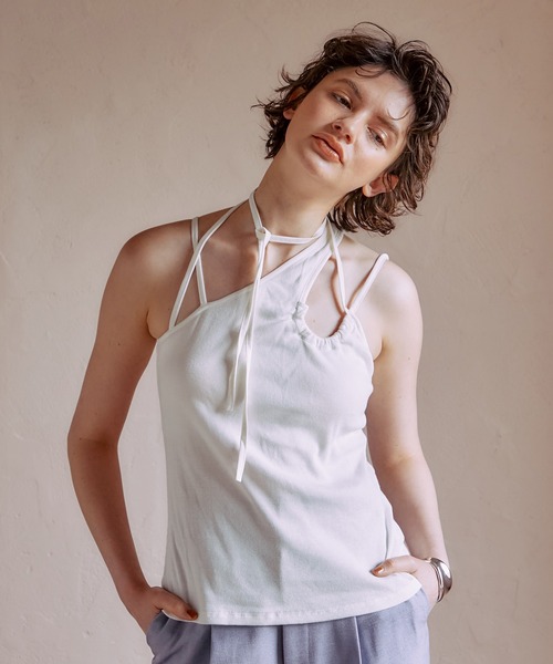 PUBLIC TOKYO(パブリックトウキョウ)の「【岐阜県産】クロスストリングカップインキャミソール/カップ付き(タンクトップ・レディース・ブラック/アイボリー・FREE)」の18枚目の写真