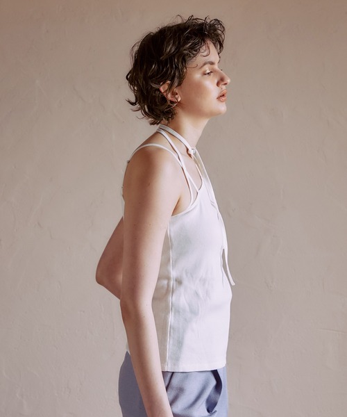 PUBLIC TOKYO(パブリックトウキョウ)の「【岐阜県産】クロスストリングカップインキャミソール/カップ付き(タンクトップ・レディース・ブラック/アイボリー・FREE)」の19枚目の写真