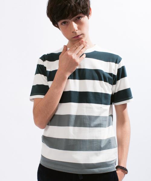 green label relaxing（グリーンレーベルリラクシング）の「GRADATION WIDE BORDER SS Tシャツ（Tシャツ/カットソー・メンズ・ブラック/ダークグリーン/ネイビー・MEDIUM/LARGE/X-LARGE/SMALL）」の3枚目の写真