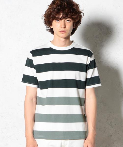 green label relaxing（グリーンレーベルリラクシング）の「GRADATION WIDE BORDER SS Tシャツ（Tシャツ/カットソー・メンズ・ブラック/ダークグリーン/ネイビー・MEDIUM/LARGE/X-LARGE/SMALL）」の12枚目の写真