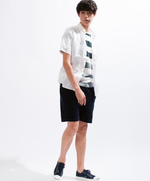 green label relaxing（グリーンレーベルリラクシング）の「GRADATION WIDE BORDER SS Tシャツ（Tシャツ/カットソー・メンズ・ブラック/ダークグリーン/ネイビー・MEDIUM/LARGE/X-LARGE/SMALL）」の17枚目の写真