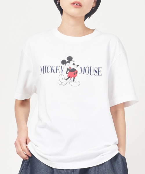 GOOD ROCK SPEED(グッドロックスピード)の「Disney / Mickey Mouse Logo TEE(Tシャツ/カットソー・レディース・ホワイト/ネイビー・FREE)」の13枚目の写真