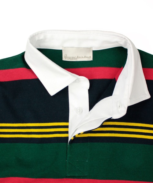 Universal Style Wear(ユニバーサルスタイルウェア)の「Universal Style Wear クラシック ボーダー ラガーシャツ(ポロシャツ・メンズ・ベージュ系/ネイビー系/ブラック系/グリーン系・LARGE/MEDIUM/X-LARGE)」の16枚目の写真