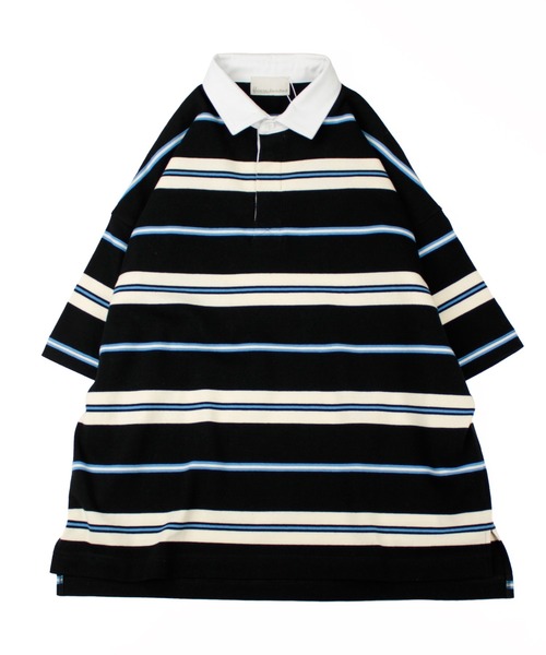 Universal Style Wear(ユニバーサルスタイルウェア)の「Universal Style Wear クラシック ボーダー ラガーシャツ(ポロシャツ・メンズ・ベージュ系/ネイビー系/ブラック系/グリーン系・LARGE/MEDIUM/X-LARGE)」の21枚目の写真