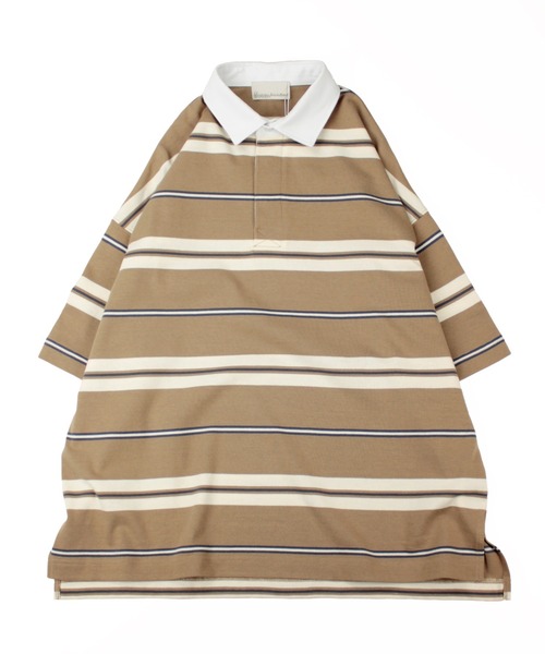 Universal Style Wear(ユニバーサルスタイルウェア)の「Universal Style Wear クラシック ボーダー ラガーシャツ(ポロシャツ・メンズ・ベージュ系/ネイビー系/ブラック系/グリーン系・LARGE/MEDIUM/X-LARGE)」の22枚目の写真