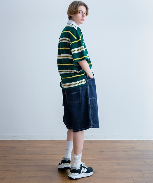 Universal Style Wear(ユニバーサルスタイルウェア)の「Universal Style Wear クラシック ボーダー ラガーシャツ(ポロシャツ・メンズ・ベージュ系/ネイビー系/ブラック系/グリーン系・LARGE/MEDIUM/X-LARGE)」の11枚目の写真