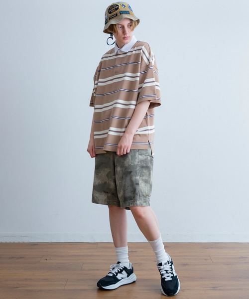 Universal Style Wear(ユニバーサルスタイルウェア)の「Universal Style Wear クラシック ボーダー ラガーシャツ(ポロシャツ・メンズ・ベージュ系/ネイビー系/ブラック系/グリーン系・LARGE/MEDIUM/X-LARGE)」の9枚目の写真