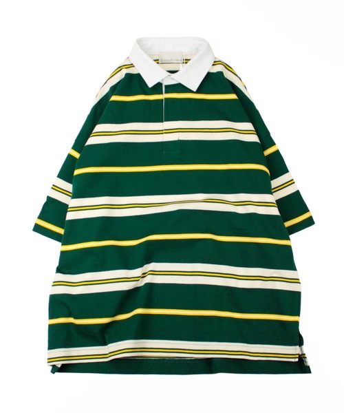 Universal Style Wear(ユニバーサルスタイルウェア)の「Universal Style Wear クラシック ボーダー ラガーシャツ(ポロシャツ・メンズ・ベージュ系/ネイビー系/ブラック系/グリーン系・LARGE/MEDIUM/X-LARGE)」の20枚目の写真