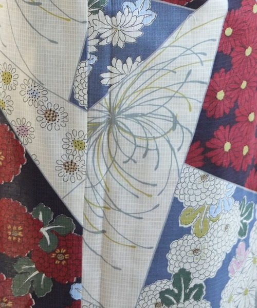 utatane(ウタタネ)の「ジュニア浴衣3点セット ひよこ商店 マーガレットブルー裂取文(浴衣・キッズ・ブルー・140cm/150cm)」の8枚目の写真