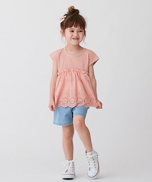 petit main(プティマイン)の「【リンク】レースカットチュニック(キッズ)(Tシャツ/カットソー・キッズ・ピンク/オフホワイト/ブルー・110cm/90cm/130cm/120cm/80cm/100cm)」の17枚目の写真
