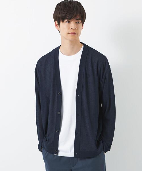 green label relaxing（グリーンレーベルリラクシング）の「ハイツイスト ドビー Vネック カーディガン（カーディガン/ボレロ・メンズ・ネイビー/ダークグレー/ターコイズブルー・S/L/M/XL）」の3枚目の写真