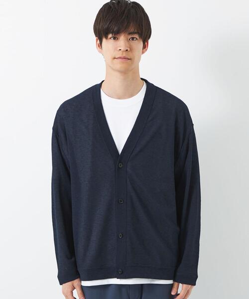 green label relaxing（グリーンレーベルリラクシング）の「ハイツイスト ドビー Vネック カーディガン（カーディガン/ボレロ・メンズ・ネイビー/ダークグレー/ターコイズブルー・S/L/M/XL）」の4枚目の写真