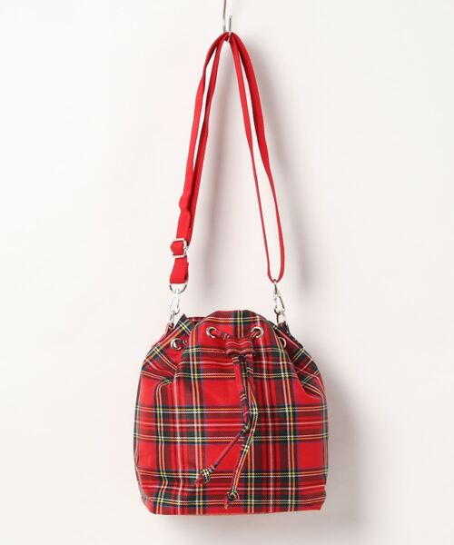 新品ショルダーバッグ レッド　赤チェック an meets zakka チェック柄バケットショルダーバッグ（ショルダー