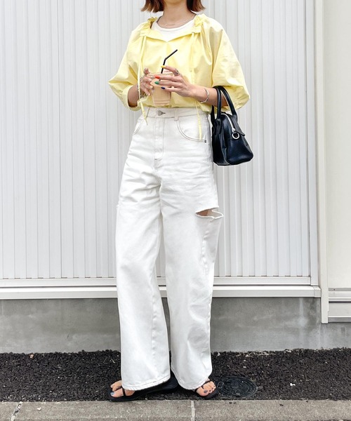 Chillfar（チルファー）の「ダメージワイドデニムパンツ（デニムパンツ・レディース・ライトブルー/ブラック/アイボリー/ブルー系/ブラック系/ホワイト系・MEDIUM/LARGE）」の18枚目の写真