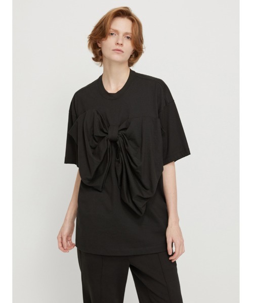 JNBY(ジェーエヌビーワイ)の「Bow-embellished Cotton T-shirt(Tシャツ/カットソー・レディース・ブラック/ホワイト・36/38/40)」の12枚目の写真