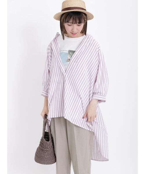 Samansa Mos2（サマンサ モスモス）の「柄アソートラグランスリーブチュニック（チュニック・レディース・ブラック/オフホワイト/ダークブラウン/ピンク/パープル・F）」の6枚目の写真