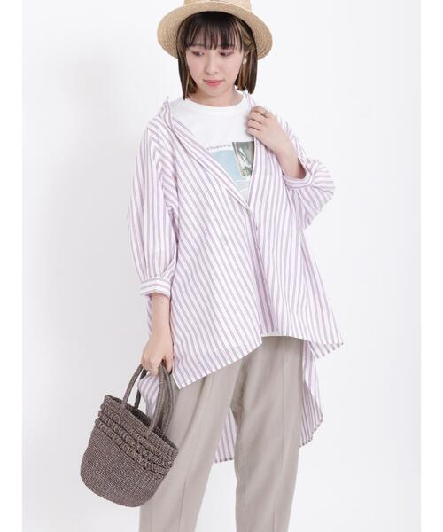 Samansa Mos2（サマンサ モスモス）の「柄アソートラグランスリーブチュニック（チュニック・レディース・ブラック/オフホワイト/ダークブラウン/ピンク/パープル・F）」の7枚目の写真