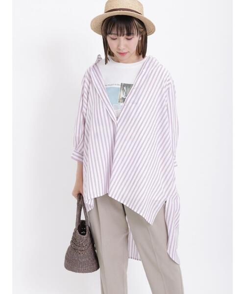 Samansa Mos2（サマンサ モスモス）の「柄アソートラグランスリーブチュニック（チュニック・レディース・ブラック/オフホワイト/ダークブラウン/ピンク/パープル・F）」の8枚目の写真