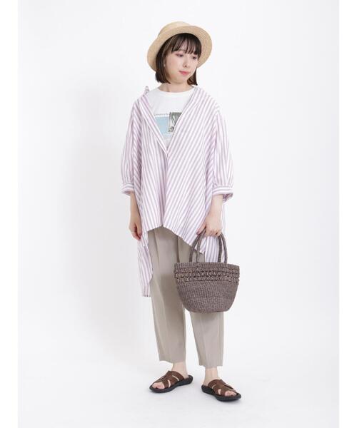 Samansa Mos2（サマンサ モスモス）の「柄アソートラグランスリーブチュニック（チュニック・レディース・ブラック/オフホワイト/ダークブラウン/ピンク/パープル・F）」の10枚目の写真