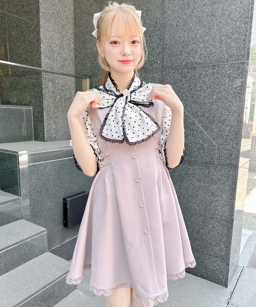 ROJITA（ロジータ）の「ハートドットプリントリボンブラウス（シャツ/ブラウス・レディース・ピンク/アイボリー/ブラック・FREE）」の7枚目の写真