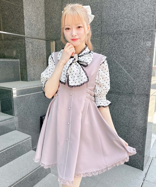 ROJITA（ロジータ）の「ハートドットプリントリボンブラウス（シャツ/ブラウス・レディース・ピンク/アイボリー/ブラック・FREE）」の8枚目の写真