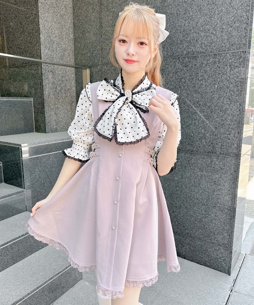 ROJITA（ロジータ）の「ハートドットプリントリボンブラウス（シャツ/ブラウス・レディース・ピンク/アイボリー/ブラック・FREE）」の9枚目の写真