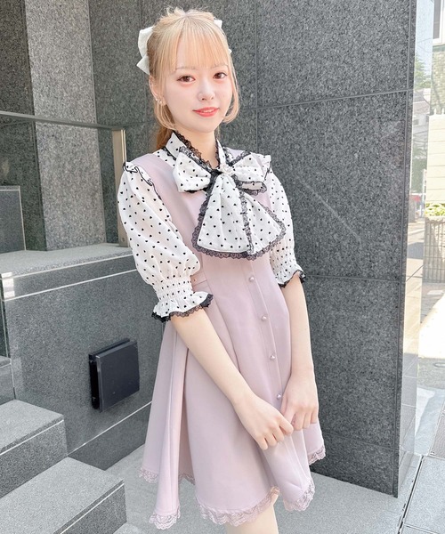 ROJITA（ロジータ）の「ハートドットプリントリボンブラウス（シャツ/ブラウス・レディース・ピンク/アイボリー/ブラック・FREE）」の10枚目の写真