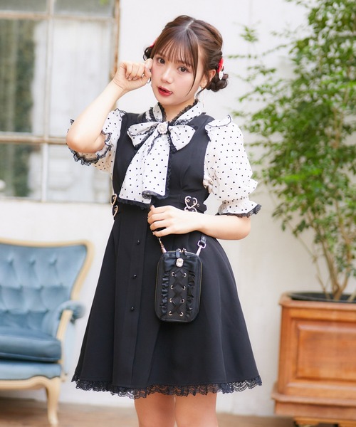 【NARA CAMICIE】ドットプリントリボン付き半袖ブラウス NARA CAMICIE】ドットプリントリボン付き半袖ブラウス トップス