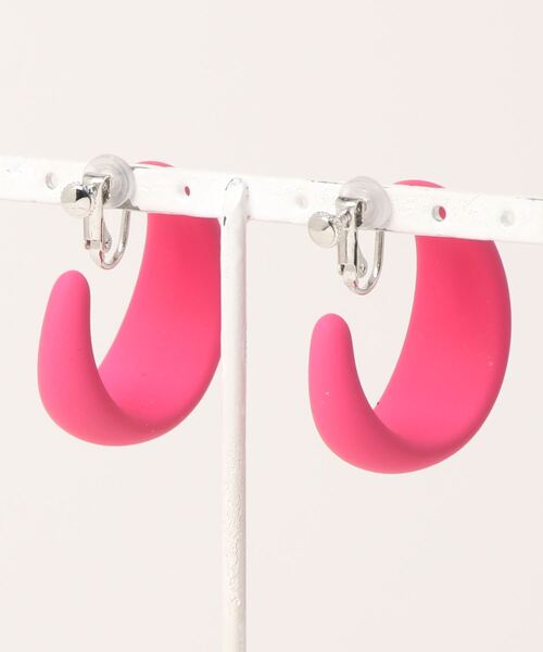 Fun & Daily(ファンアンドデイリー)の「F&D : カラーカールイヤリング(イヤリング・レディース・ホワイト/ブラック/ピンク/オレンジ/ブルー/パープル/レッド/ブルーグリーン・FREE)」の9枚目の写真