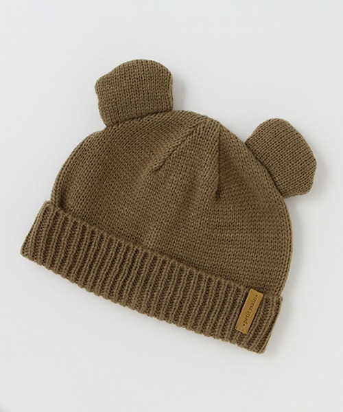 petit main(プティマイン)の「アニマルビーニー(ニットキャップ/ビーニー・キッズ・モカ/アイボリー/ライトピンク・46cm/48cm)」の2枚目の写真