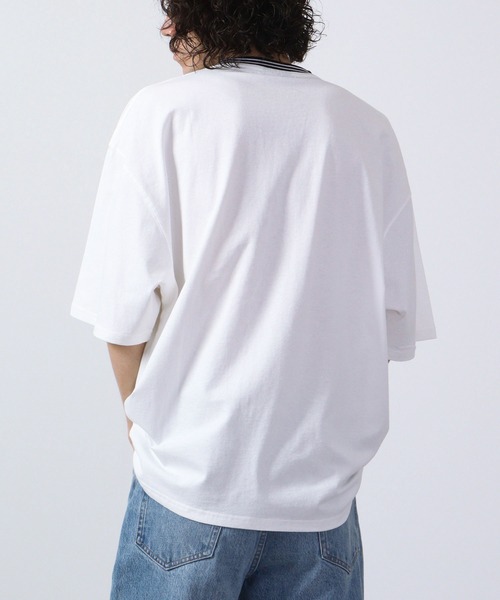 SMILEY FACE(スマイリーフェイス)の「SMILEY FACE オーバーサイズ リブライン半袖Tシャツ(Tシャツ/カットソー・レディース・マスタード/ネイビー/グリーン/オフホワイト・M/L)」の13枚目の写真