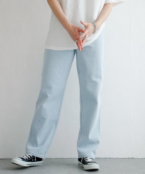 VENCEEXCHANGE（ヴァンスエクスチェンジ）の「VXハイライズルーズストレストレート（デニムパンツ・レディース・スカイブルー/ブルー系/グレー/ネイビー/オフホワイト/ブラック・M/L/S）」の5枚目の写真