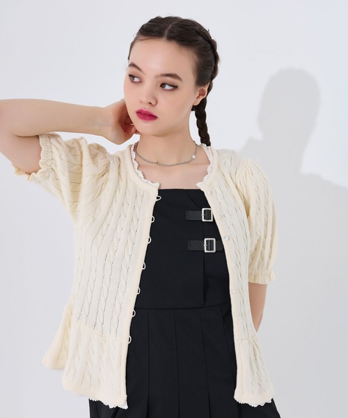 ケーブル柄 半袖カーディガン TINA：JOJUN（カーディガン/ボレロ）｜TINA：JOJUN（ティーナジョジュン）