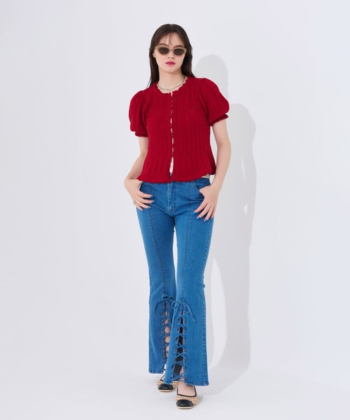 ケーブル柄 半袖カーディガン TINA：JOJUN（カーディガン/ボレロ）｜TINA：JOJUN（ティーナジョジュン）