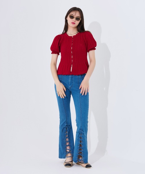 ケーブル柄 半袖カーディガン TINA：JOJUN（カーディガン/ボレロ）｜TINA：JOJUN（ティーナジョジュン）