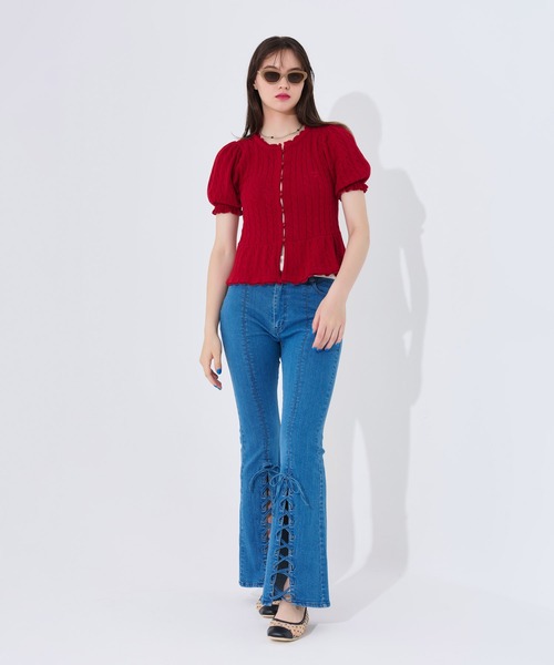 ケーブル柄 半袖カーディガン TINA：JOJUN（カーディガン/ボレロ）｜TINA：JOJUN（ティーナジョジュン）