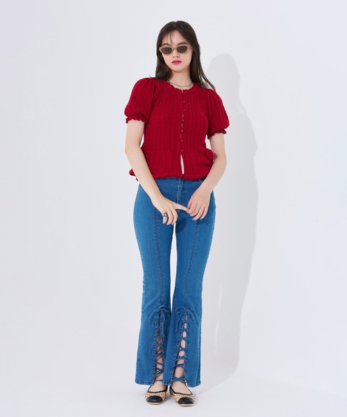 ケーブル柄 半袖カーディガン TINA：JOJUN（カーディガン/ボレロ）｜TINA：JOJUN（ティーナジョジュン）