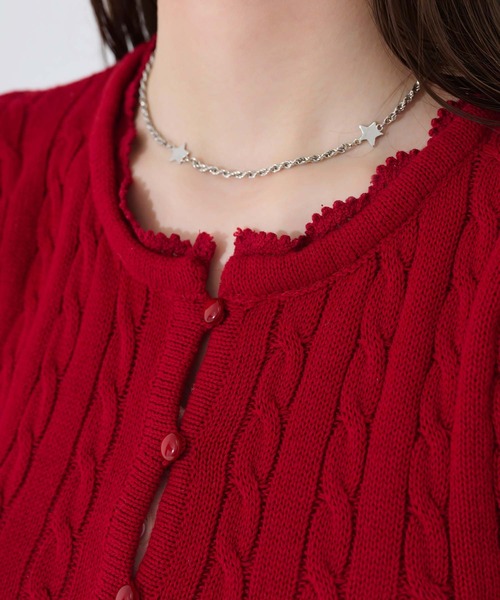 ケーブル柄 半袖カーディガン TINA：JOJUN（カーディガン/ボレロ）｜TINA：JOJUN（ティーナジョジュン）