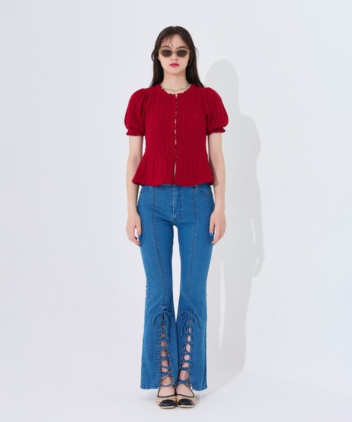 ケーブル柄 半袖カーディガン TINA：JOJUN（カーディガン/ボレロ）｜TINA：JOJUN（ティーナジョジュン）