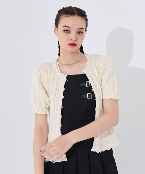 ケーブル柄 半袖カーディガン TINA：JOJUN（カーディガン/ボレロ）｜TINA：JOJUN（ティーナジョジュン）