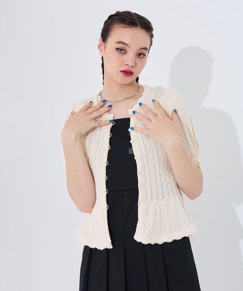 ケーブル柄 半袖カーディガン TINA：JOJUN（カーディガン/ボレロ）｜TINA：JOJUN（ティーナジョジュン）