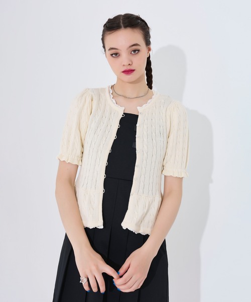 ケーブル柄 半袖カーディガン TINA：JOJUN（カーディガン/ボレロ）｜TINA：JOJUN（ティーナジョジュン）