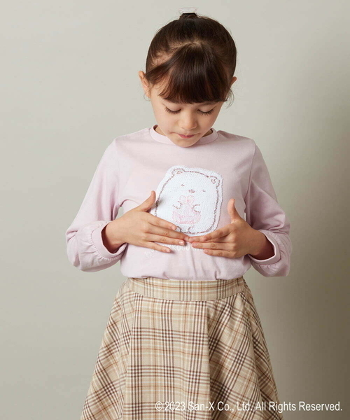 a.v.v（アーヴェヴェ）の「[100-140]【すみっコぐらし】リバーシブルスパンコール長袖Ｔシャツ（Tシャツ/カットソー・キッズ・アイボリー/ライトピンク・120/110/100/130/140）」の4枚目の写真