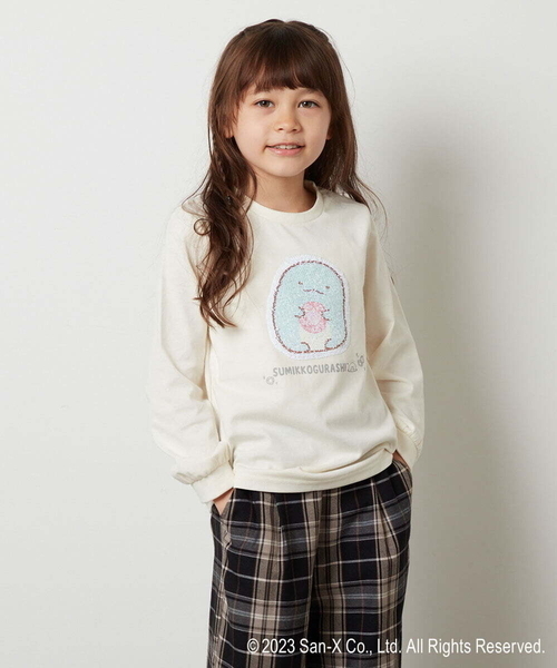 a.v.v（アーヴェヴェ）の「[100-140]【すみっコぐらし】リバーシブルスパンコール長袖Ｔシャツ（Tシャツ/カットソー・キッズ・アイボリー/ライトピンク・120/110/100/130/140）」の15枚目の写真