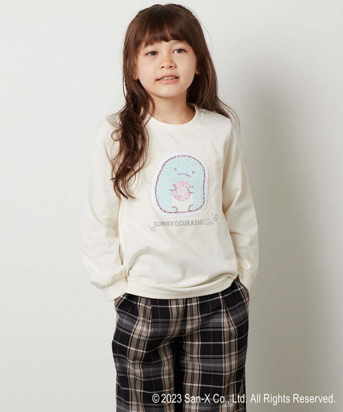 a.v.v（アーヴェヴェ）の「[100-140]【すみっコぐらし】リバーシブルスパンコール長袖Ｔシャツ（Tシャツ/カットソー・キッズ・アイボリー/ライトピンク・120/110/100/130/140）」の16枚目の写真