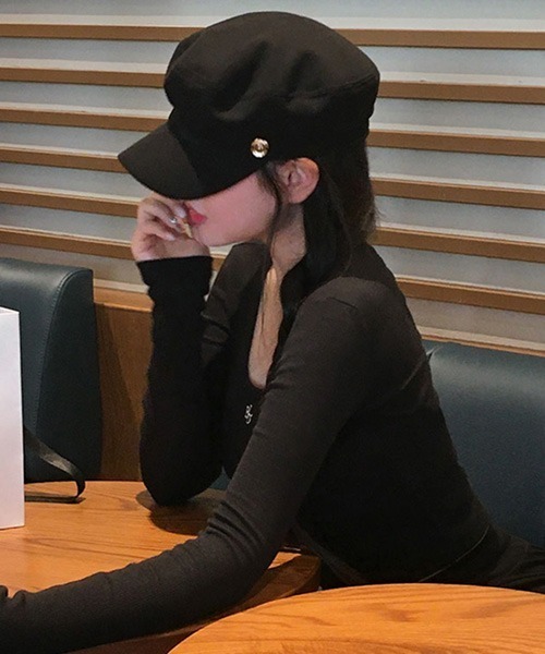 BEIDELLI（ベイデリー）の「[BELLIDE MADE] ワンポイント刺繍Uネック長袖Tシャツ（Tシャツ/カットソー・レディース・ネイビー/ホワイト/ブラック/グレー/カーキ・FREE）」の15枚目の写真
